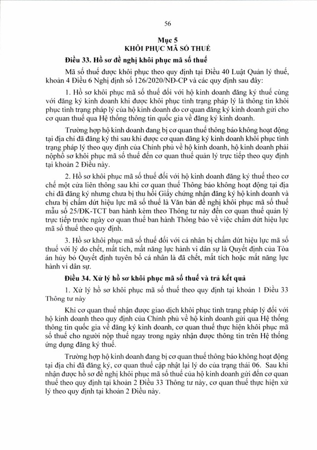 Văn bản hợp nhất số 06/VBHN-BTC: Thông tư quy định về đăng ký thuế- Ảnh 56.