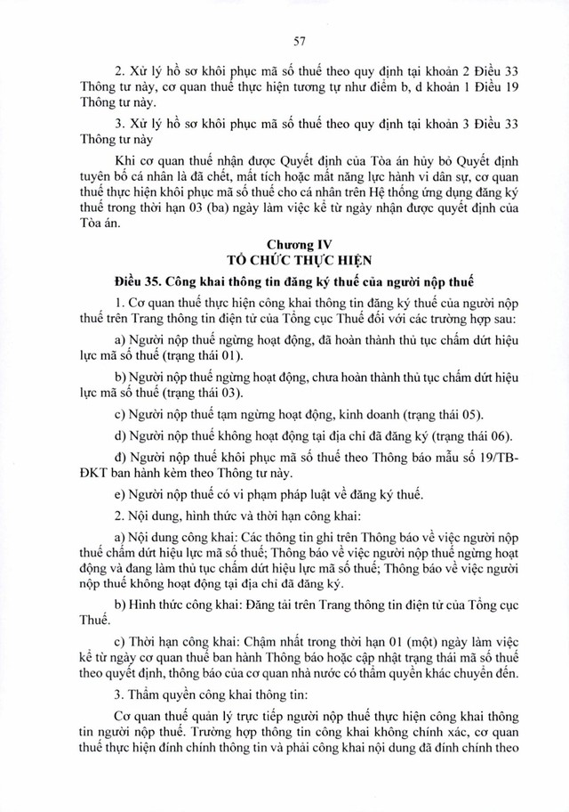 Văn bản hợp nhất số 06/VBHN-BTC: Thông tư quy định về đăng ký thuế- Ảnh 57.