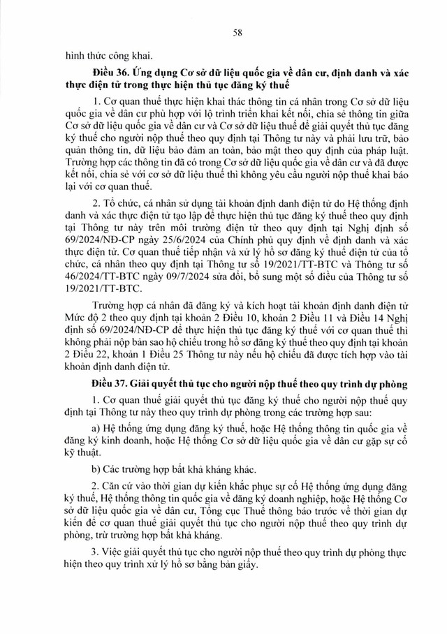 Văn bản hợp nhất số 06/VBHN-BTC: Thông tư quy định về đăng ký thuế- Ảnh 58.
