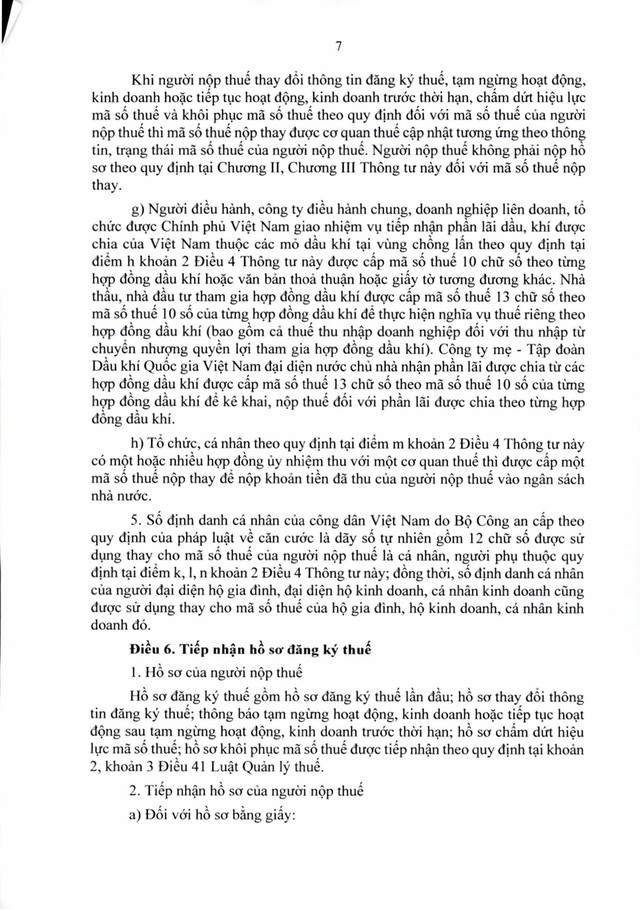 Văn bản hợp nhất số 06/VBHN-BTC: Thông tư quy định về đăng ký thuế- Ảnh 7.