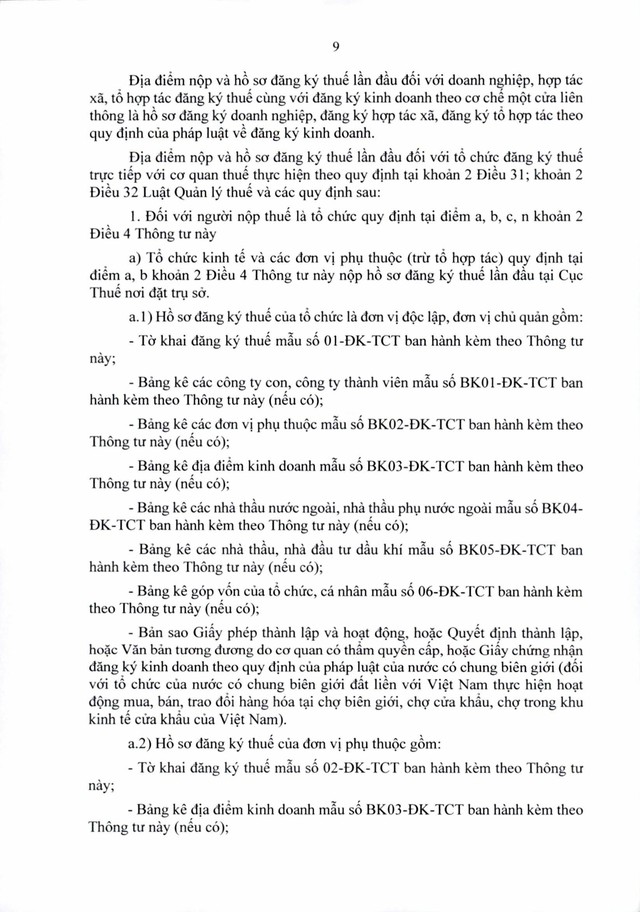 Văn bản hợp nhất số 06/VBHN-BTC: Thông tư quy định về đăng ký thuế- Ảnh 9.