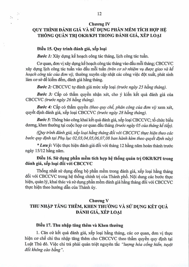 Quy định số 11-QĐ/TU về đánh giá, xếp loại cán bộ, công chức, viên chức, lao động hợp đồng bằng OKR/KPI- Ảnh 15.
