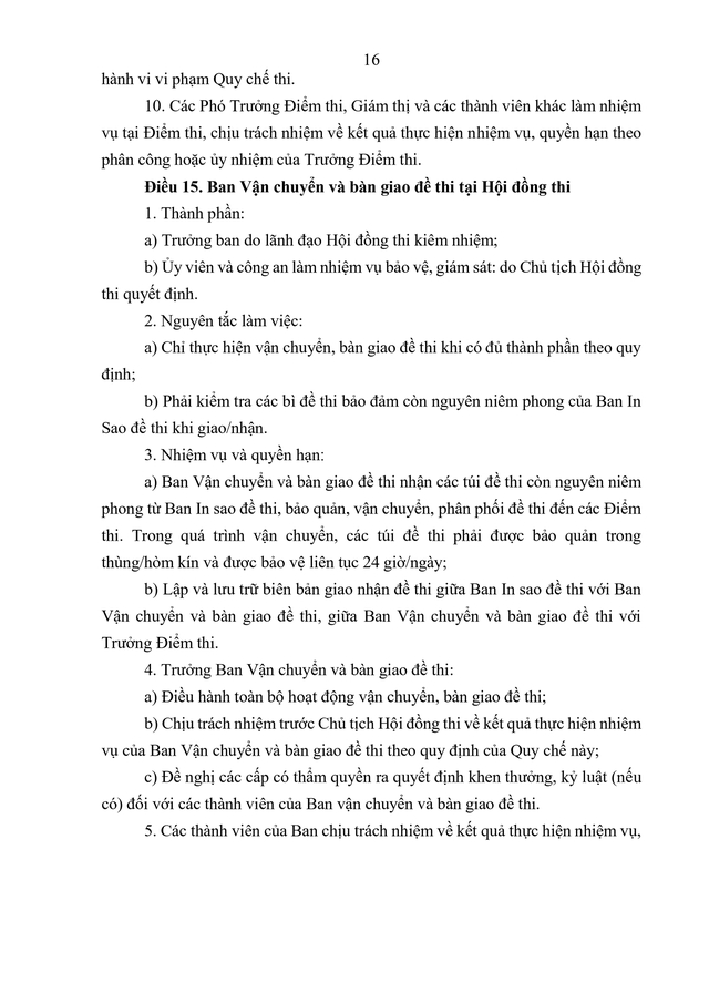 VĂN BẢN HỢP NHẤT số 02/VBHN-BGDĐT Quy chế thi tốt nghiệp trung học phổ thông- Ảnh 19.