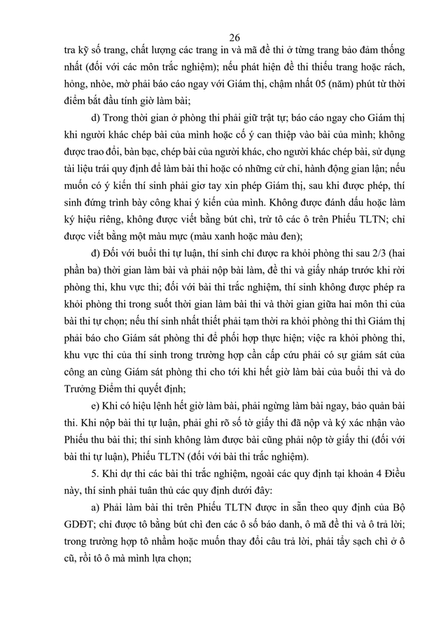 VĂN BẢN HỢP NHẤT số 02/VBHN-BGDĐT Quy chế thi tốt nghiệp trung học phổ thông- Ảnh 29.