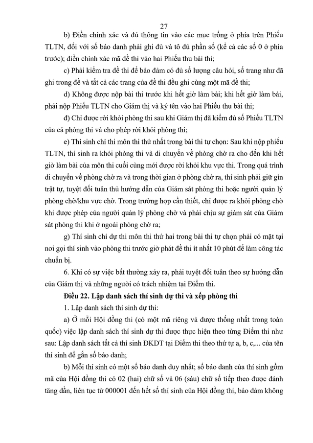 VĂN BẢN HỢP NHẤT số 02/VBHN-BGDĐT Quy chế thi tốt nghiệp trung học phổ thông- Ảnh 30.