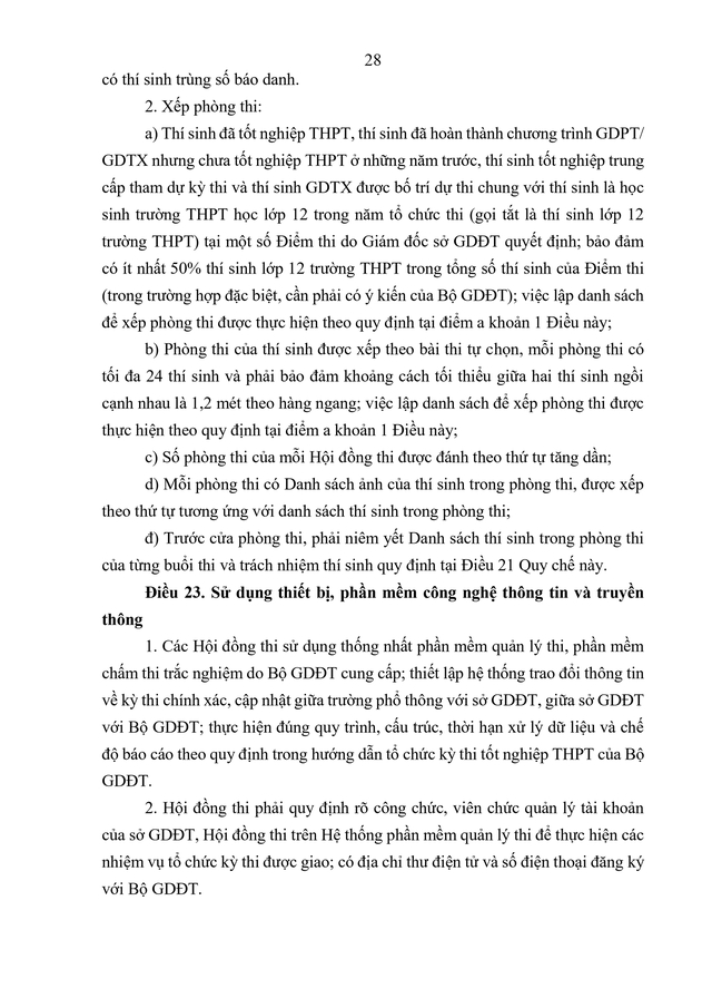 VĂN BẢN HỢP NHẤT số 02/VBHN-BGDĐT Quy chế thi tốt nghiệp trung học phổ thông- Ảnh 31.