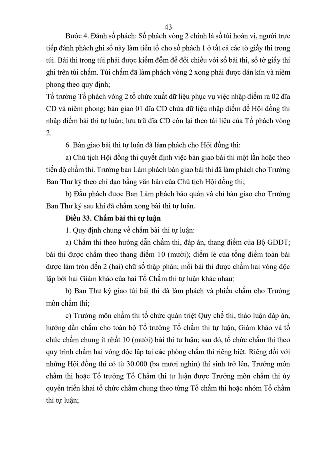 VĂN BẢN HỢP NHẤT số 02/VBHN-BGDĐT Quy chế thi tốt nghiệp trung học phổ thông- Ảnh 46.