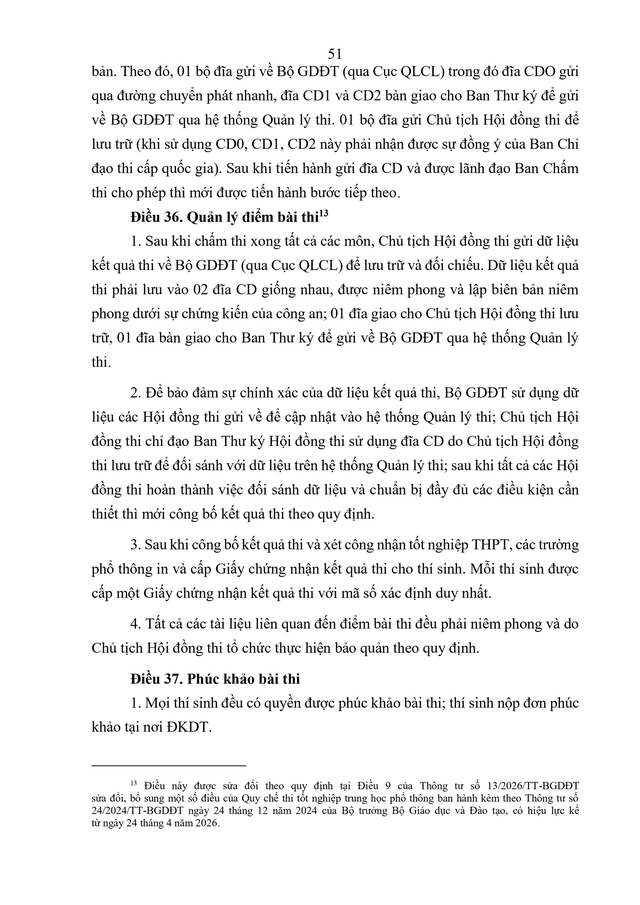 VĂN BẢN HỢP NHẤT số 02/VBHN-BGDĐT Quy chế thi tốt nghiệp trung học phổ thông- Ảnh 54.