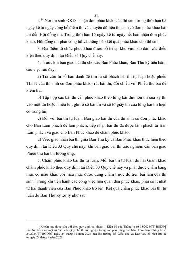 VĂN BẢN HỢP NHẤT số 02/VBHN-BGDĐT Quy chế thi tốt nghiệp trung học phổ thông- Ảnh 55.