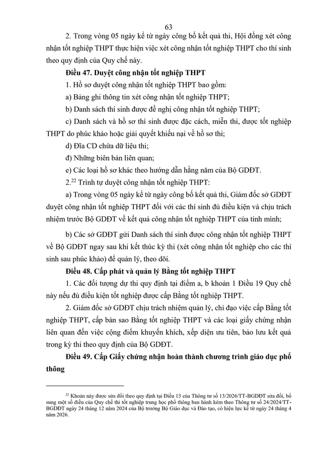 VĂN BẢN HỢP NHẤT số 02/VBHN-BGDĐT Quy chế thi tốt nghiệp trung học phổ thông- Ảnh 66.