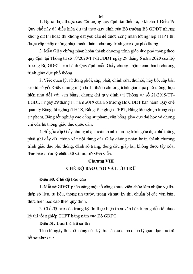 VĂN BẢN HỢP NHẤT số 02/VBHN-BGDĐT Quy chế thi tốt nghiệp trung học phổ thông- Ảnh 67.
