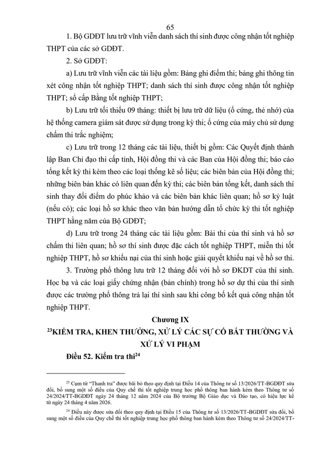VĂN BẢN HỢP NHẤT số 02/VBHN-BGDĐT Quy chế thi tốt nghiệp trung học phổ thông- Ảnh 68.