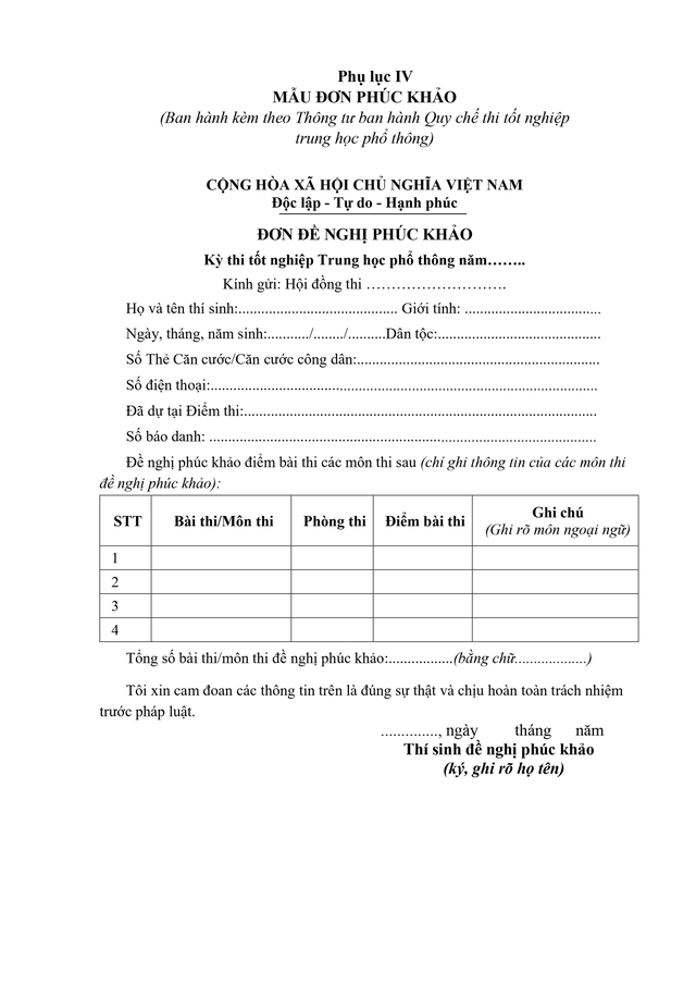 VĂN BẢN HỢP NHẤT số 02/VBHN-BGDĐT Quy chế thi tốt nghiệp trung học phổ thông- Ảnh 89.