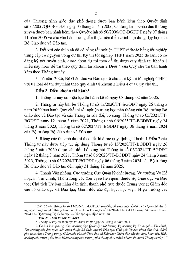 VĂN BẢN HỢP NHẤT số 02/VBHN-BGDĐT Quy chế thi tốt nghiệp trung học phổ thông- Ảnh 2.