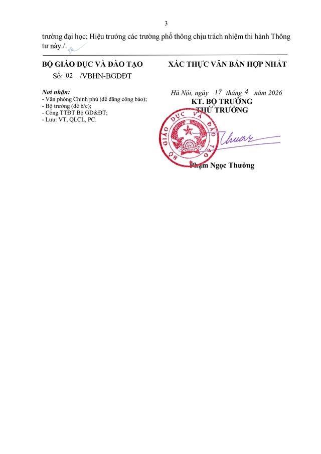 VĂN BẢN HỢP NHẤT số 02/VBHN-BGDĐT Quy chế thi tốt nghiệp trung học phổ thông- Ảnh 3.