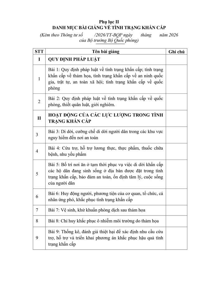 Dự thảo Thông tư Quy định nội dung, chương trình đào tạo, huấn luyện về tình trạng khẩn cấp- Ảnh 46.