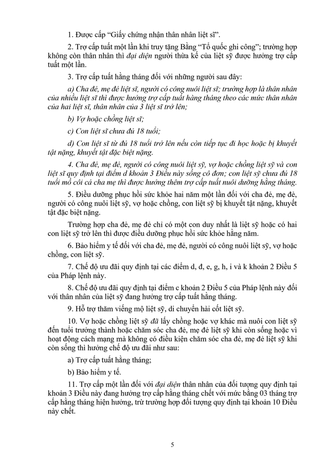 TOÀN VĂN: Dự thảo Pháp lệnh sửa đổi, bổ sung Pháp lệnh ưu đãi người có công với cách mạng- Ảnh 5.