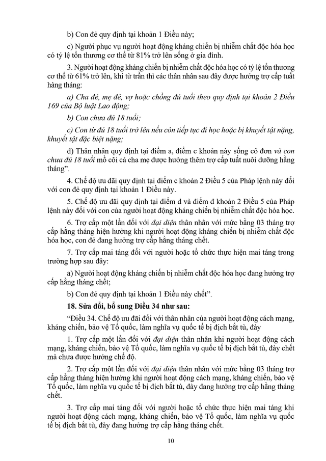 TOÀN VĂN: Dự thảo Pháp lệnh sửa đổi, bổ sung Pháp lệnh ưu đãi người có công với cách mạng- Ảnh 10.