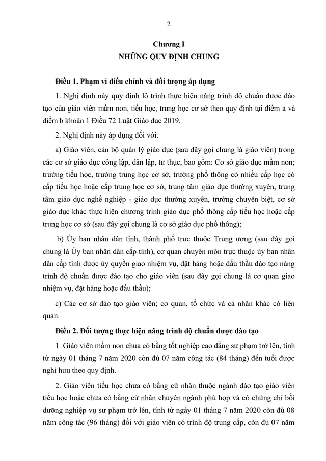 Văn bản hợp nhất Nghị định quy định lộ trình nâng trình độ chuẩn của giáo viên mầm non, tiểu học, THCS- Ảnh 2.