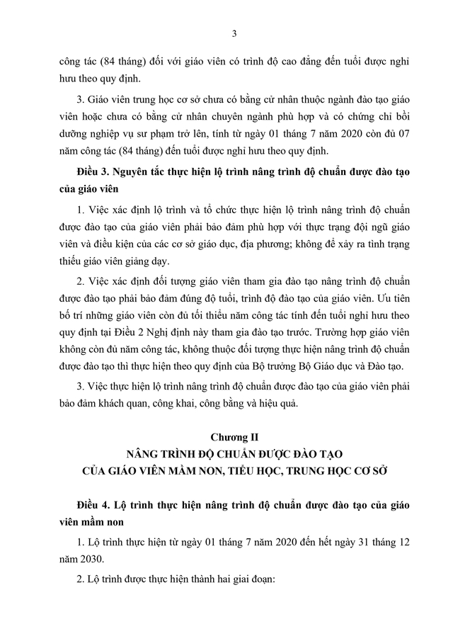Văn bản hợp nhất Nghị định quy định lộ trình nâng trình độ chuẩn của giáo viên mầm non, tiểu học, THCS- Ảnh 3.