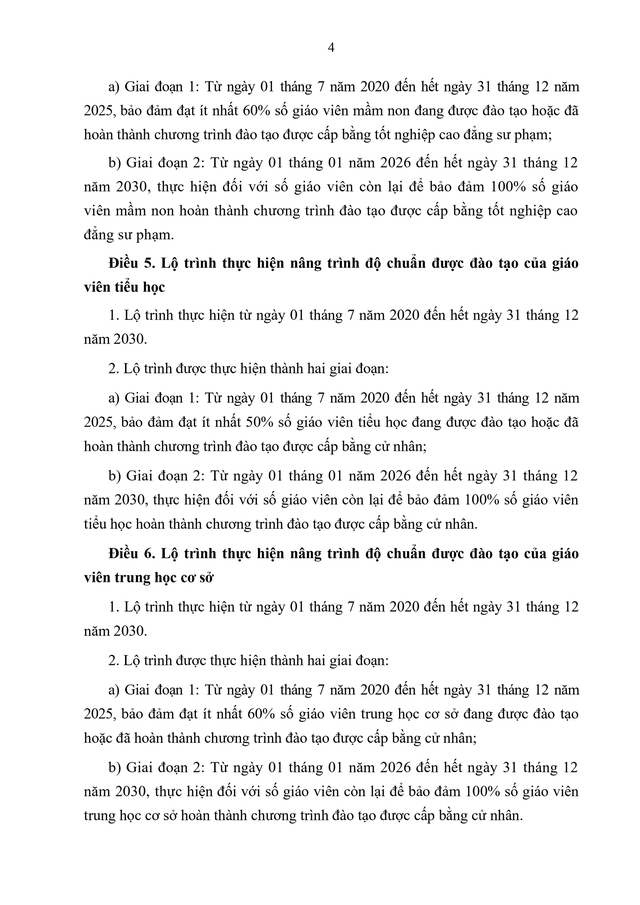 Văn bản hợp nhất Nghị định quy định lộ trình nâng trình độ chuẩn của giáo viên mầm non, tiểu học, THCS- Ảnh 4.