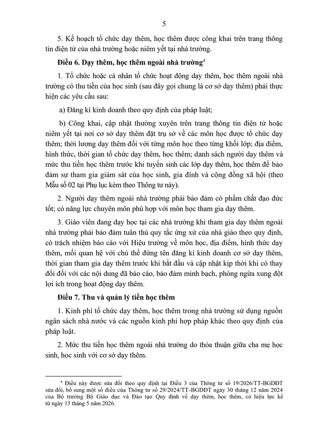 TOÀN VĂN: Thông tư quy định về dạy thêm, học thêm- Ảnh 6.
