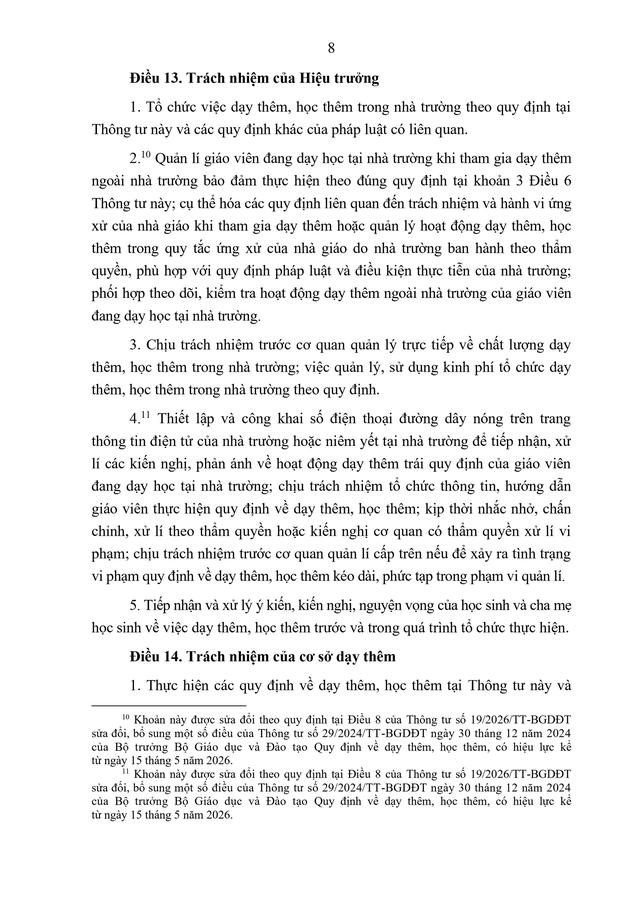 TOÀN VĂN: Thông tư quy định về dạy thêm, học thêm- Ảnh 9.