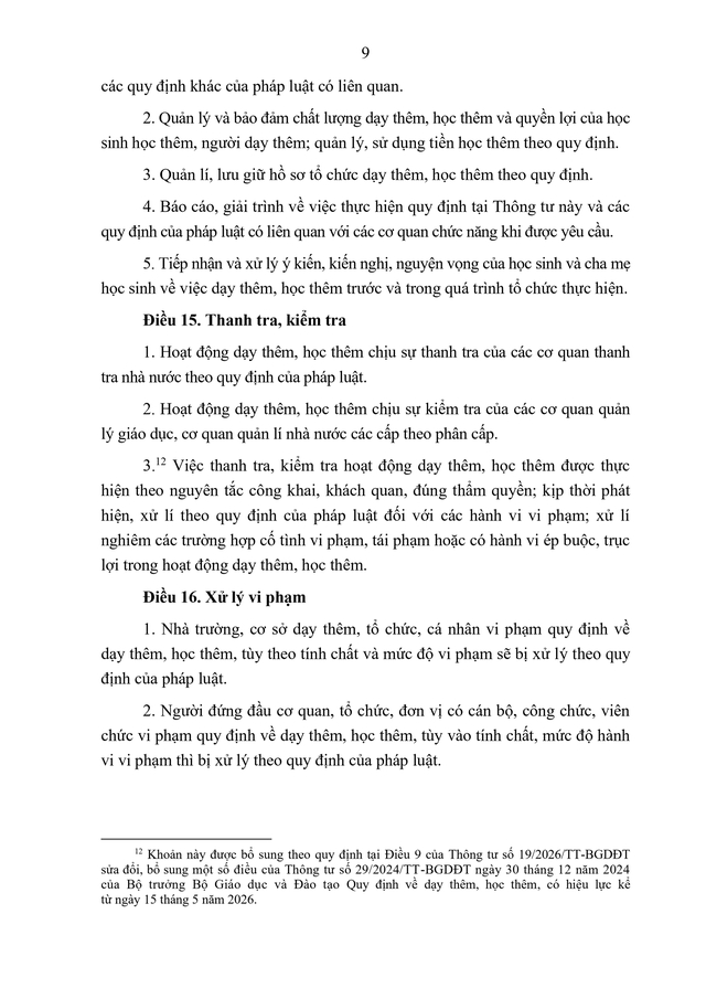 TOÀN VĂN: Thông tư quy định về dạy thêm, học thêm- Ảnh 10.