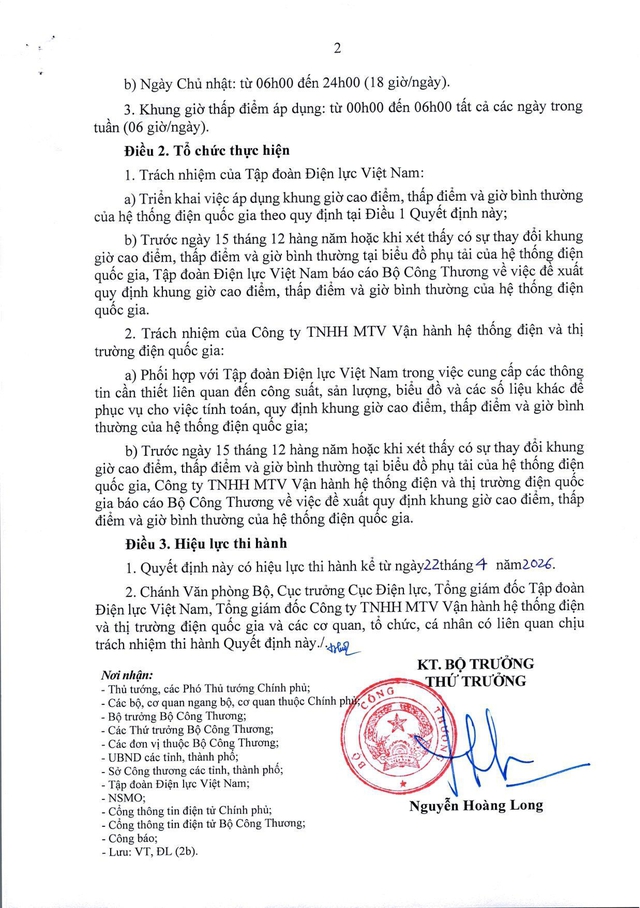 QUY ĐỊNH MỚI về giờ cao điểm, thấp điểm của hệ thống điện quốc gia- Ảnh 2.