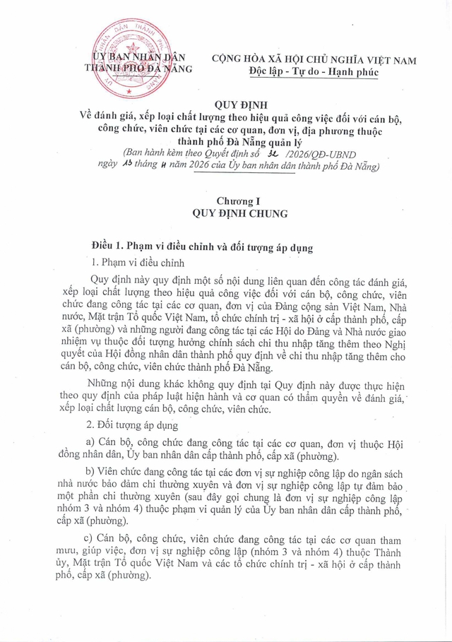 Quy định mới: Đánh giá cán bộ, công chức, viên chức TP Đà Nẵng theo hiệu quả công việc- Ảnh 3.