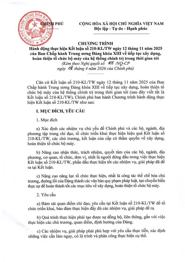 TOÀN VĂN: Nghị quyết 105/NQ-CP của Chính phủ về tiếp tục xây dựng, hoàn thiện tổ chức bộ máy- Ảnh 3.
