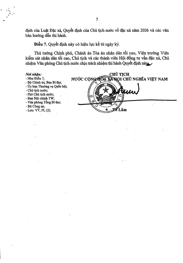 TOÀN VĂN: Quyết định 457/QĐ-CTN về đặc xá năm 2026- Ảnh 7.