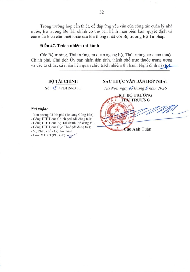 Văn bản hợp nhất số 15/VBHN-BTC quy định xử phạt vi phạm hành chính về thuế, hóa đơn- Ảnh 52.