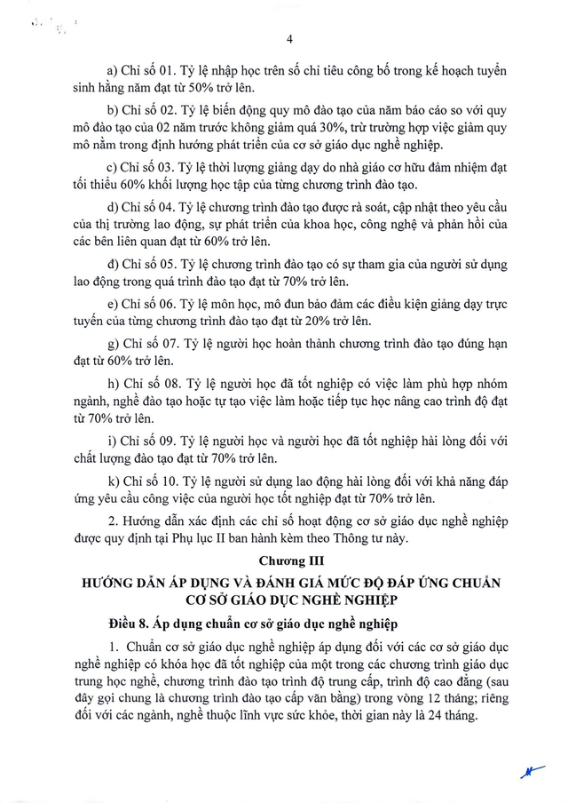 TOÀN VĂN: Thông tư số 38/2026/TT-BGDĐT ban hành chuẩn cơ sở giáo dục nghề nghiệp- Ảnh 4.