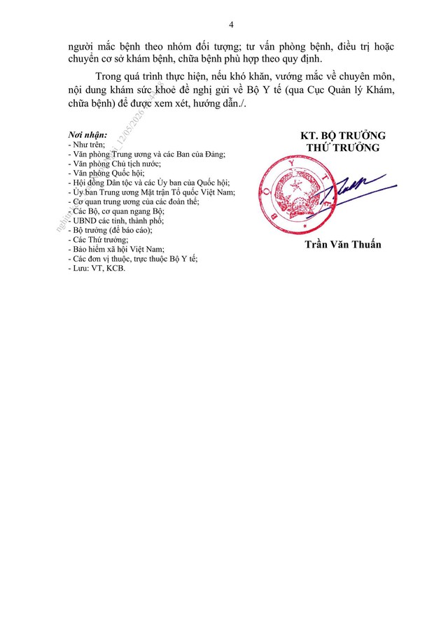 Công văn 3401/BYT-KCB hướng dẫn nội dung chuyên môn khám sức khỏe định kỳ miễn phí cho người dân- Ảnh 4.
