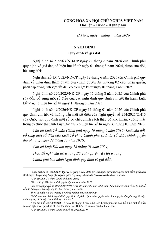 TOÀN VĂN: Văn bản hợp nhất số 52/VBHN-BNNMT quy định về giá đất- Ảnh 1. TOÀN VĂN: Văn bản hợp nhất số 52/VBHN-BNNMT quy định về giá đất- Ảnh 1.