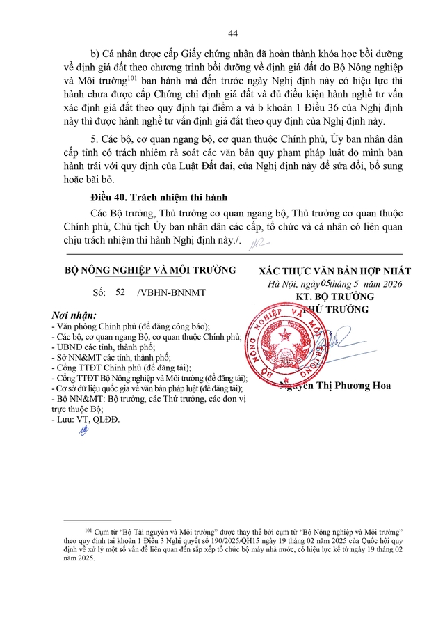TOÀN VĂN: Văn bản hợp nhất số 52/VBHN-BNNMT quy định về giá đất- Ảnh 44. TOÀN VĂN: Văn bản hợp nhất số 52/VBHN-BNNMT quy định về giá đất- Ảnh 44.