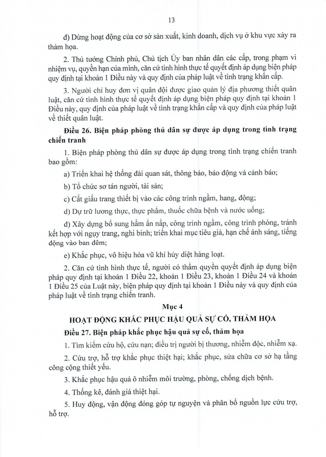 TOÀN VĂN: Văn bản hợp nhất số 97/VBHN-VPQH về Luật Phòng thủ dân sự- Ảnh 13.