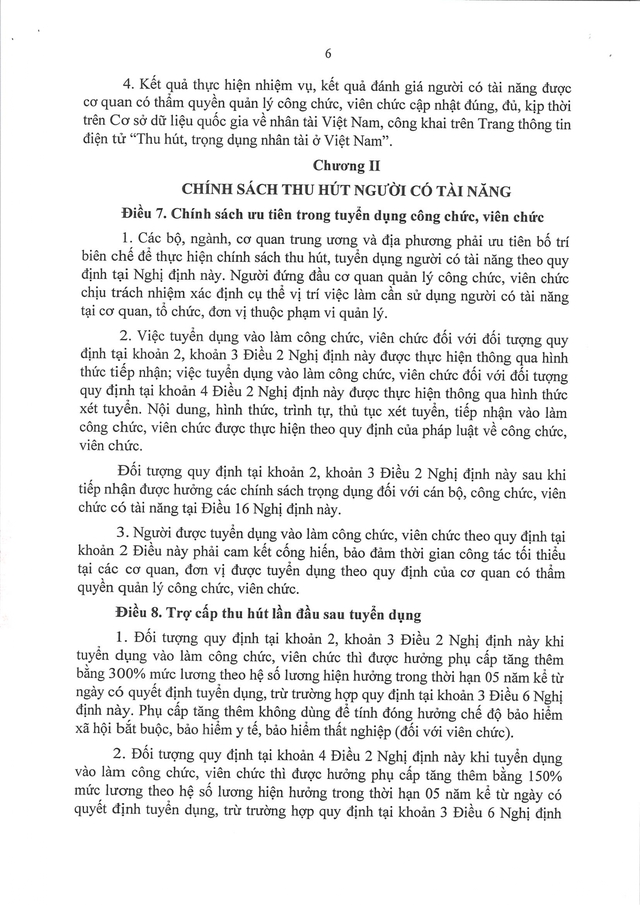 TOÀN VĂN: Dự thảo Nghị định Quy định chính sách thu hút, trọng dụng người có tài năng- Ảnh 6. TOÀN VĂN: Dự thảo Nghị định Quy định chính sách thu hút, trọng dụng người có tài năng- Ảnh 6.