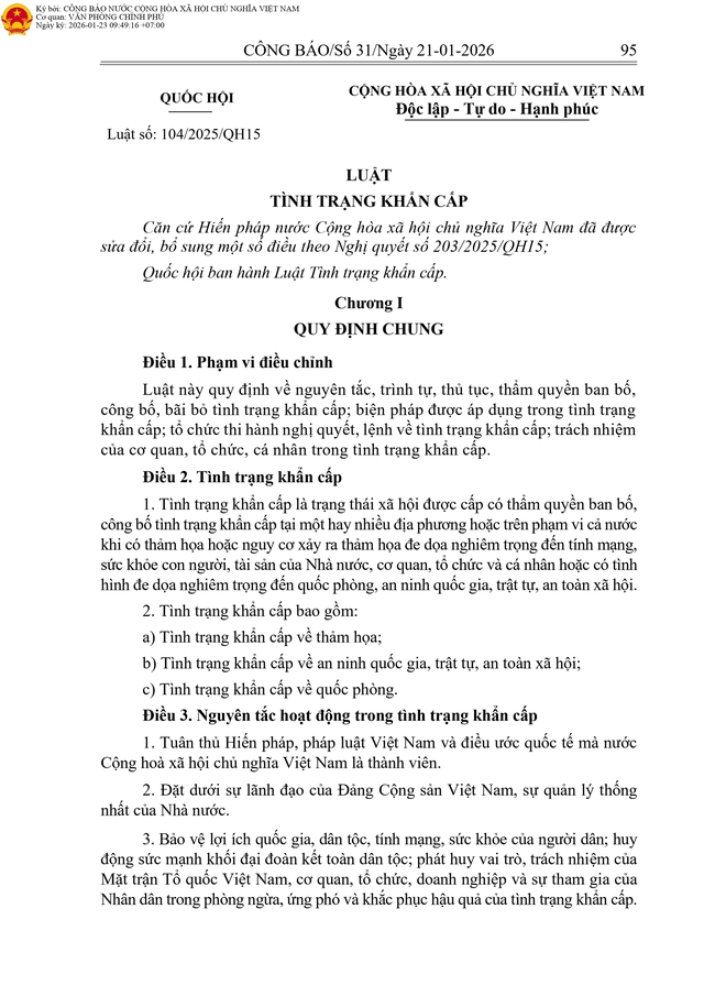 LUẬT TÌNH TRẠNG KHẨN CẤP- Ảnh 1. LUẬT TÌNH TRẠNG KHẨN CẤP- Ảnh 1.