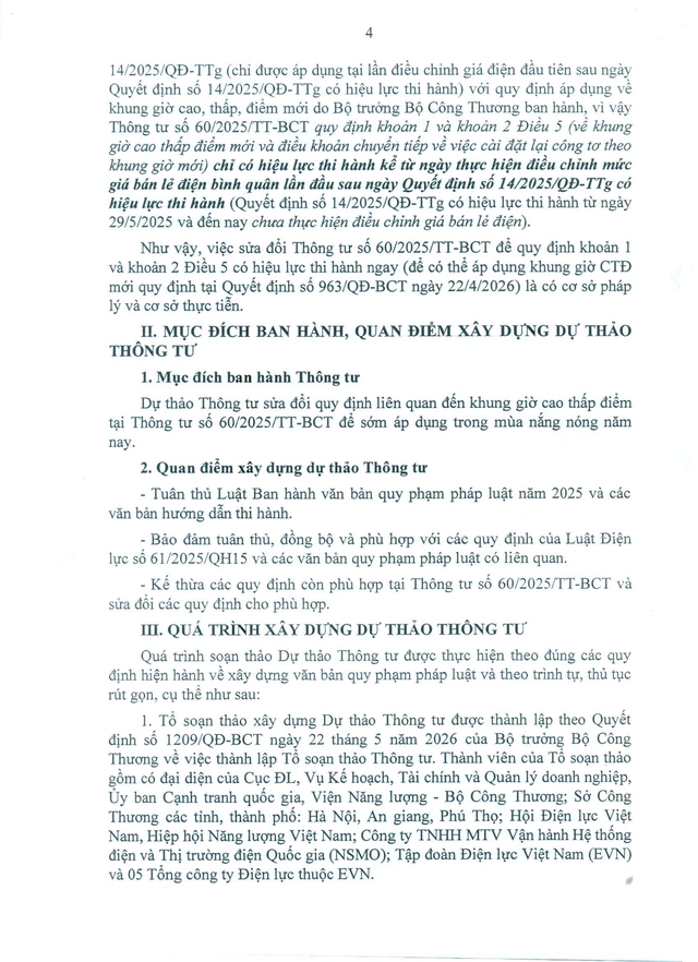 TOÀN VĂN: Dự thảo Thông tư sửa đổi, bổ sung Thông tư số 60/2025/TT-BCT về thực hiện giá bán điện- Ảnh 4. TOÀN VĂN: Dự thảo Thông tư sửa đổi, bổ sung Thông tư số 60/2025/TT-BCT về thực hiện giá bán điện- Ảnh 4.