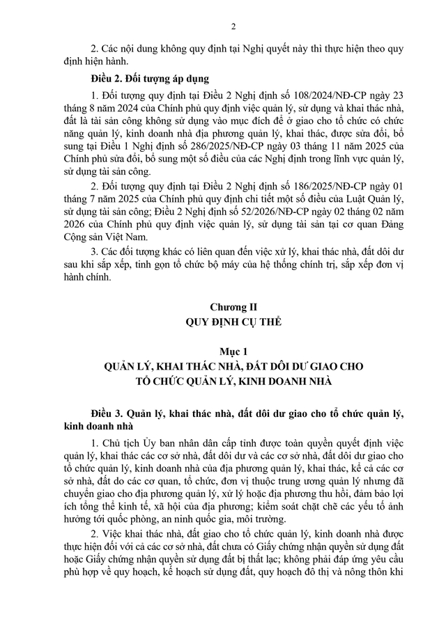 Dự thảo Nghị quyết về cơ chế, chính sách đặc thù xử lý nhà, đất dôi dư sau sắp xếp bộ máy- Ảnh 2.