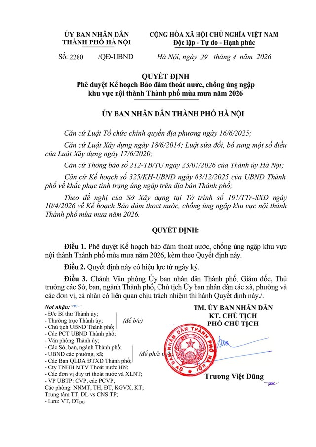 Kế hoạch chống ngập úng nội thành Hà Nội năm 2026- Ảnh 1.