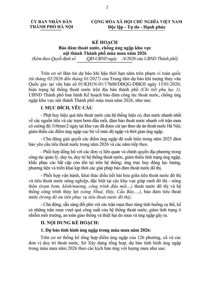Kế hoạch chống ngập úng nội thành Hà Nội năm 2026- Ảnh 2.
