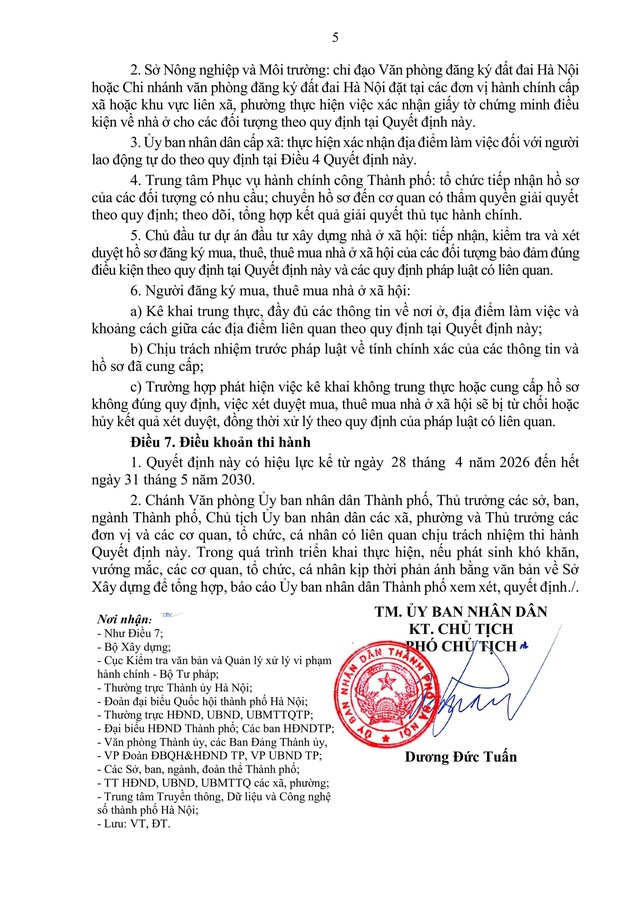 Quyết định 51/2026/QĐ-UBND: Chính sách nhà ở xã hội của TP Hà Nội đối với người lao động đã có nhà ở nhưng xa nơi làm- Ảnh 7.