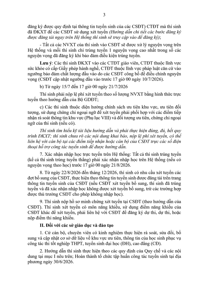 TOÀN VĂN: Công văn 2304/BGDĐT-GDĐH hướng dẫn tuyển sinh đại học, cao đẳng 2026- Ảnh 3.