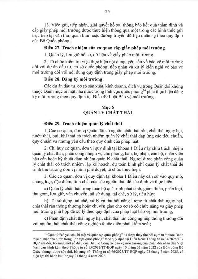 Thông tư ban hành Điều lệ Công tác bảo vệ môi trường của Quân đội nhân dân Việt Nam- Ảnh 28. Thông tư ban hành Điều lệ Công tác bảo vệ môi trường của Quân đội nhân dân Việt Nam- Ảnh 28.