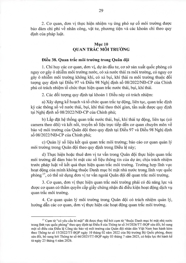 Thông tư ban hành Điều lệ Công tác bảo vệ môi trường của Quân đội nhân dân Việt Nam- Ảnh 32. Thông tư ban hành Điều lệ Công tác bảo vệ môi trường của Quân đội nhân dân Việt Nam- Ảnh 32.