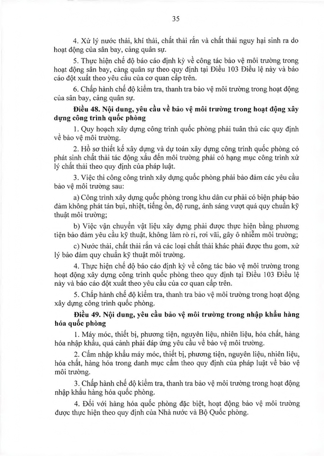 Thông tư ban hành Điều lệ Công tác bảo vệ môi trường của Quân đội nhân dân Việt Nam- Ảnh 38. Thông tư ban hành Điều lệ Công tác bảo vệ môi trường của Quân đội nhân dân Việt Nam- Ảnh 38.