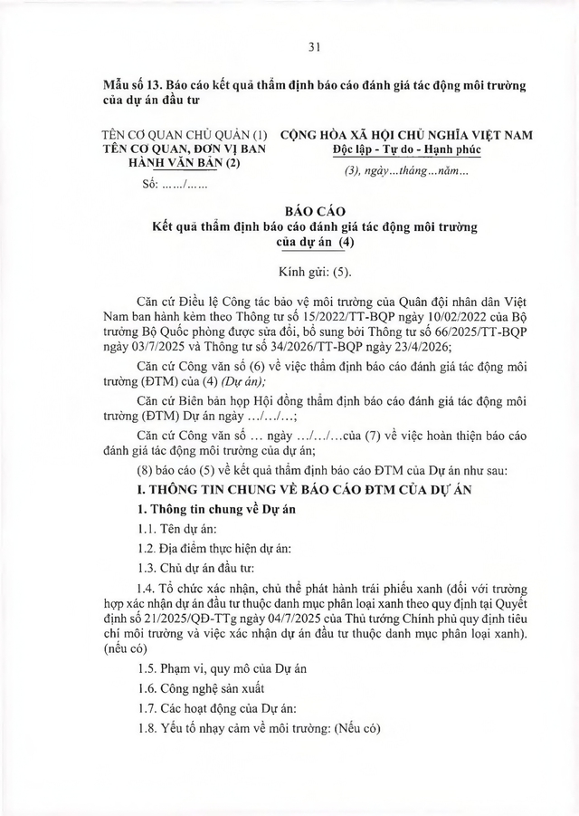 Thông tư ban hành Điều lệ Công tác bảo vệ môi trường của Quân đội nhân dân Việt Nam- Ảnh 92. Thông tư ban hành Điều lệ Công tác bảo vệ môi trường của Quân đội nhân dân Việt Nam- Ảnh 92.